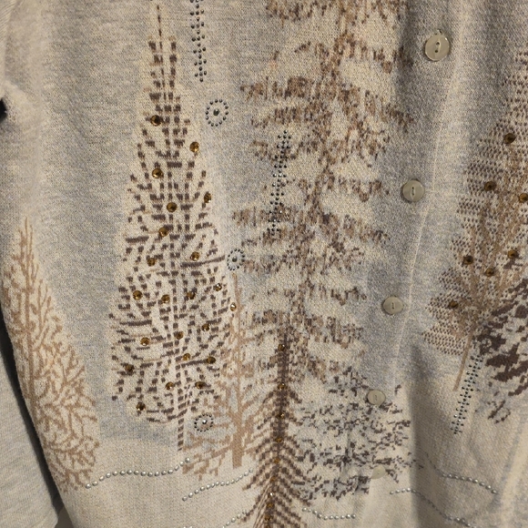 CJ Banks Light Gray and Brown Forest Cardigan - Picture 4 of 6